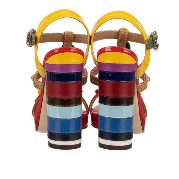 Dolce & Gabbana Red and Yellow Floral Heels - Picture 3 of 9